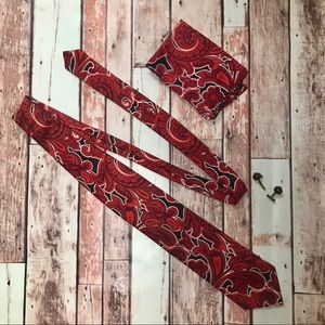 Brioni Men’s Paisley Silk Set / Vintage Cufflinks